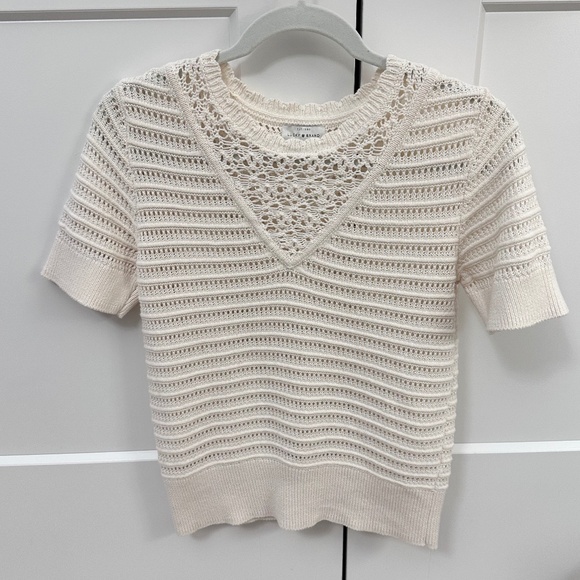 Lucky Brand knit short sleeve sweater, cream, size XS - Picture 1 of 5